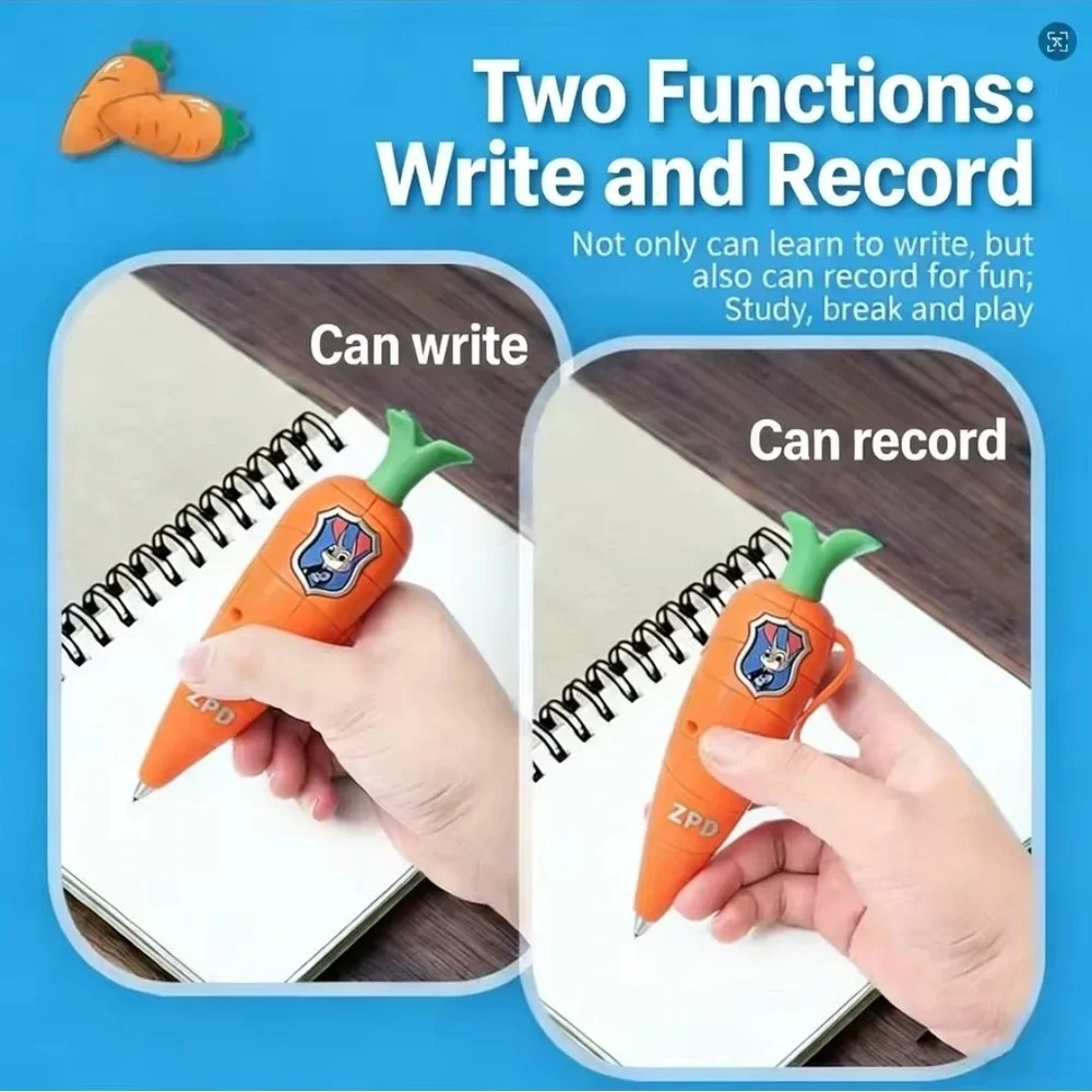 Disney Zootopia Carrot Recorder Pen Judy Nick 2-in-1 Gel Pen Toy NEW Version
